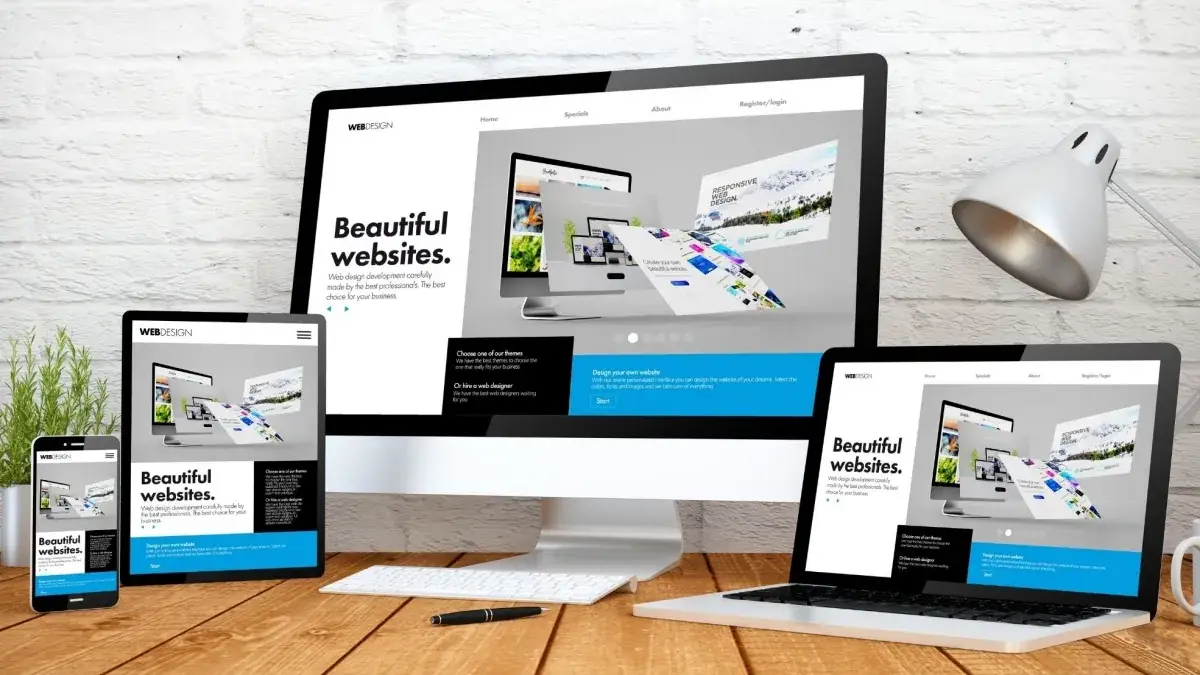 Responsive website design displayed on multiple devices
