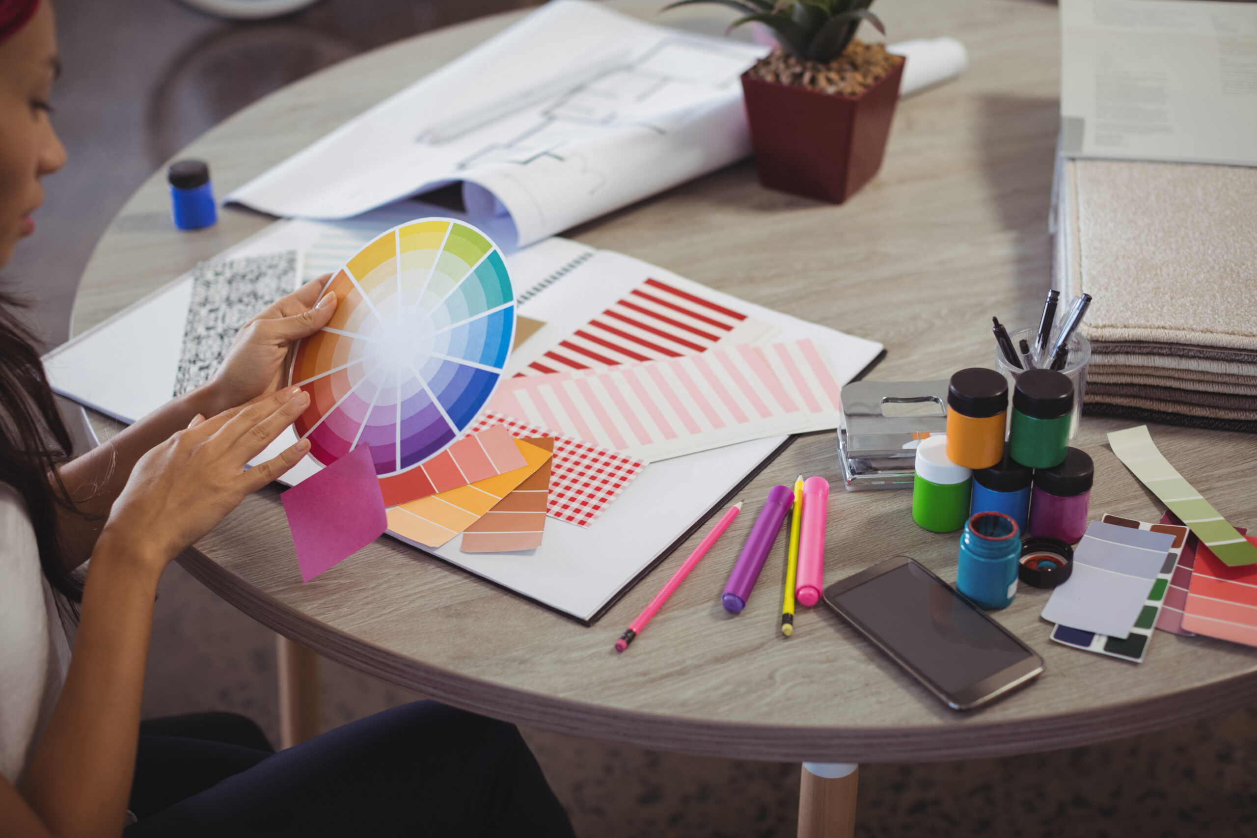 Creative design work with colour swatches